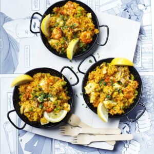 snelle paella met knoflook