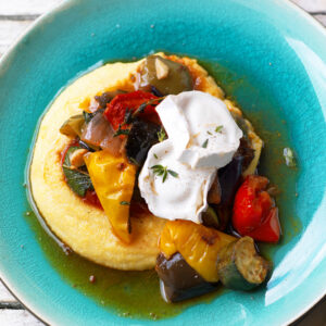 ratatouille met polenta en geitenkaas